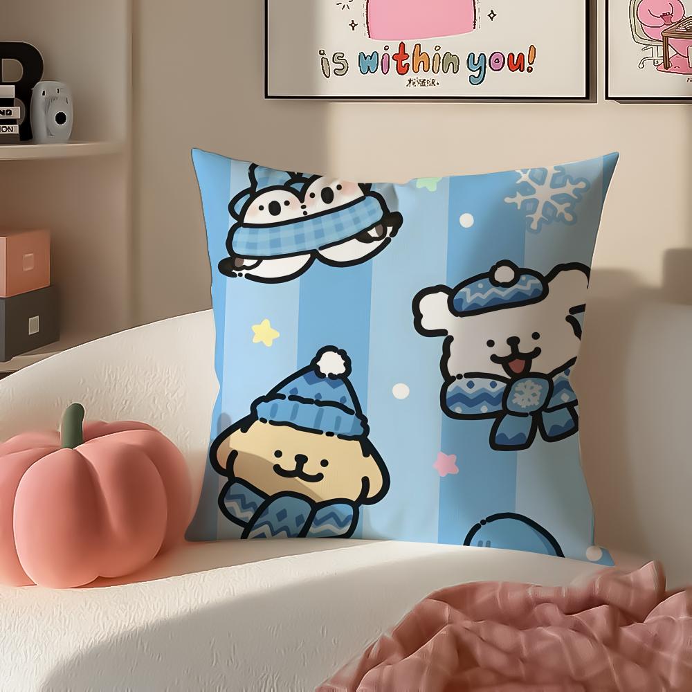 Cute Tiny Korean Character MMaltese Cushion Cover Pillowcase Short Plush Invisible Zipper Room Sofa Cushion Cover