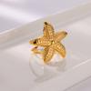 Stainless Steel Dot Starfish Rings Gold Color Star Open Adjustable Ring Women Aesthetic Wedding Jewelry Daily Wear Accessories