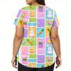 Women's Fashion V-neck Short Sleeve Workwear With Pockets Printed Tops