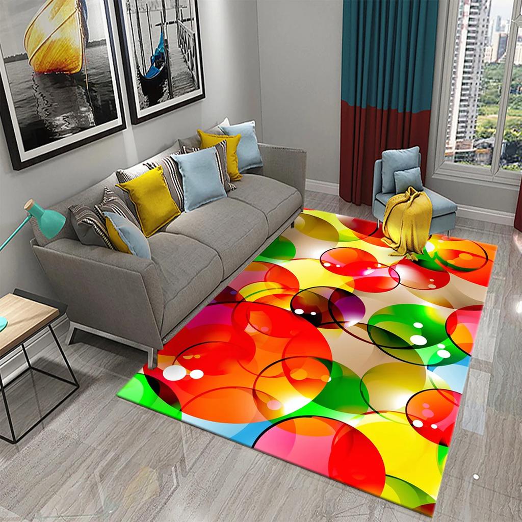 Colorful Lines Circle Geometry Texture Carpet for Bathroom Kitchen Entrance Doormats Anti-slip Rugs Bedroom Decor Floor Carpet