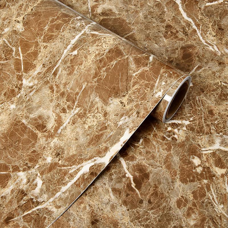 Waterproof & Oil-Proof Marble-Look PVC Kitchen Wallpaper