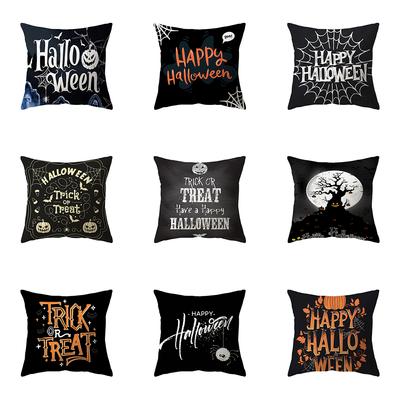Halloween Theme Pumpkin Spider Web Print Pattern Cushion Cover Home Living Room Sofa Decoration Square Pillow Pillow Cover