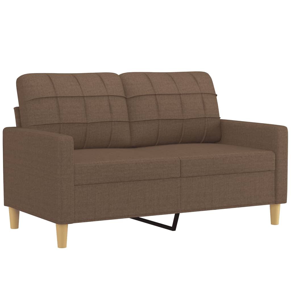 2 Piece Sofa Set with Cushions Brown Fabric