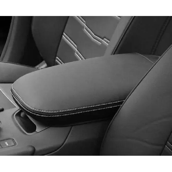 Black Leather 2017-22 Armrest Box Cover Trim Central Console For Cadillac XT5