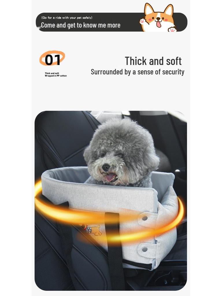 Compact Pet Car Console Bed for Small Dogs and Cats
