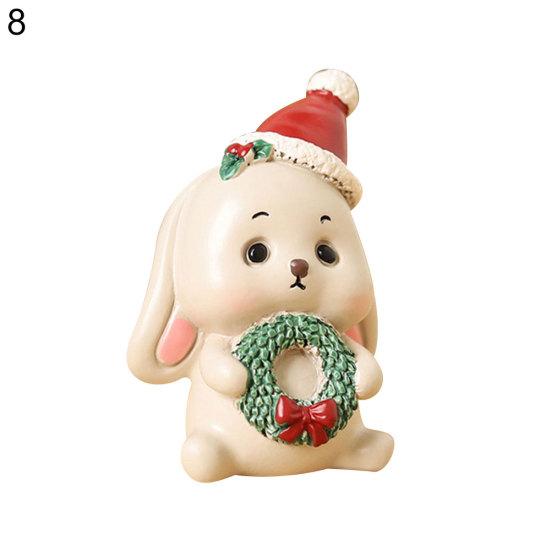 Puntos Home Christmas Cartoon Santa Elephant Resin Miniature Figurine Ornament Decor