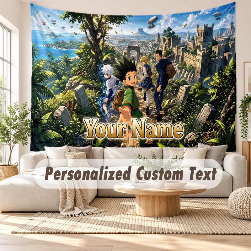 Custom Name Wall Hanging Tapestry,Hunter × Hunter Decorative Backdrop Tapestry For Dorm Home