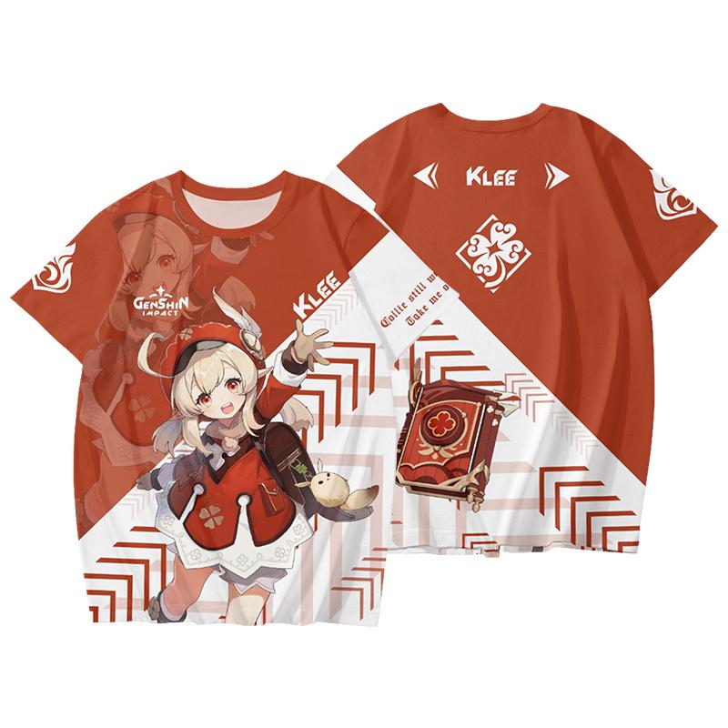 Popular Game Genshin Impact Cosplay T-shirt 3D Klee Print Cartoon T Shirt Fashion Short Sleeve Crew Neck Y2k Top Summer Clothing