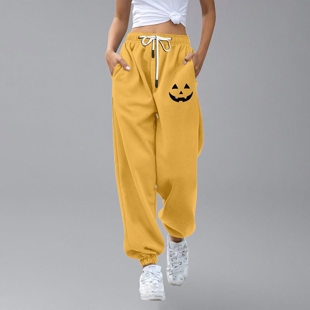 מכנסי טרנינג קז'ואל לילדים ספורט יום ליל כל הקדושים מודפס מגרדיאנט כיס שרוך