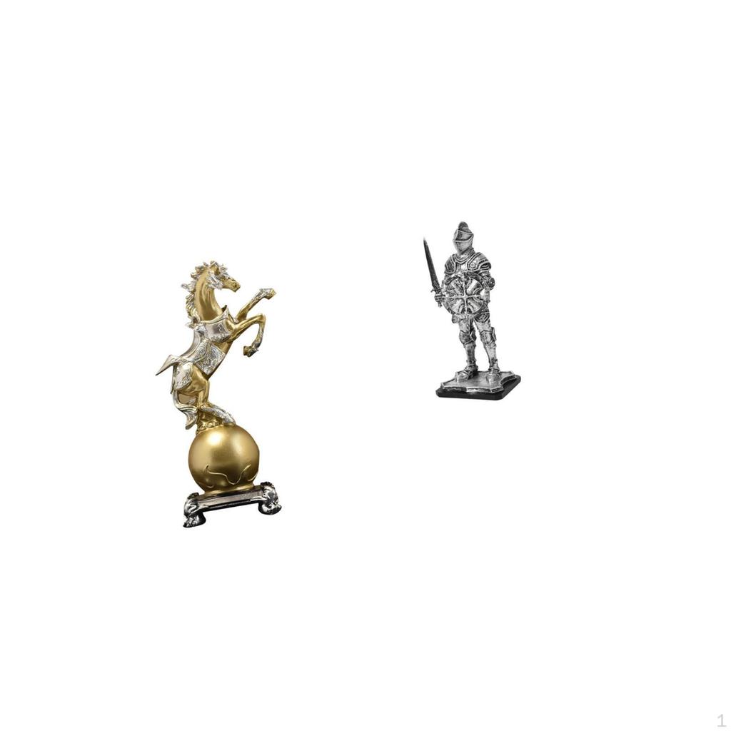 Modern Resin Horse Knight Statue Art Craft Ornament Collectible Figurine for Centerpiece Shelf