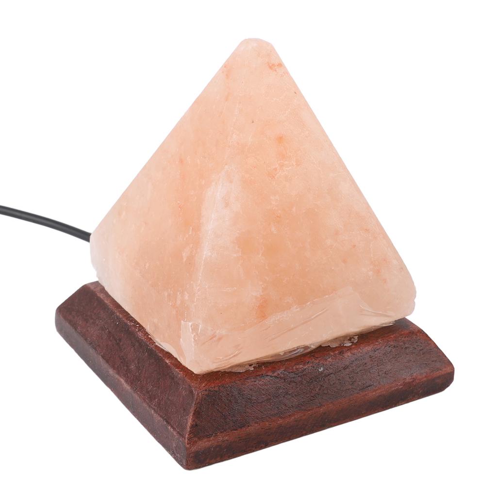 Himalayan Salt Lamp USB RGB 7 Colors Changing Hand Carved with Wood Base Pyramid Crystal Salt Rock