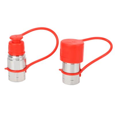 2PCS Hydraulic Couplings with Dust Caps 12 NPT Thread Flat Face Quick Connect Fittings for Skip