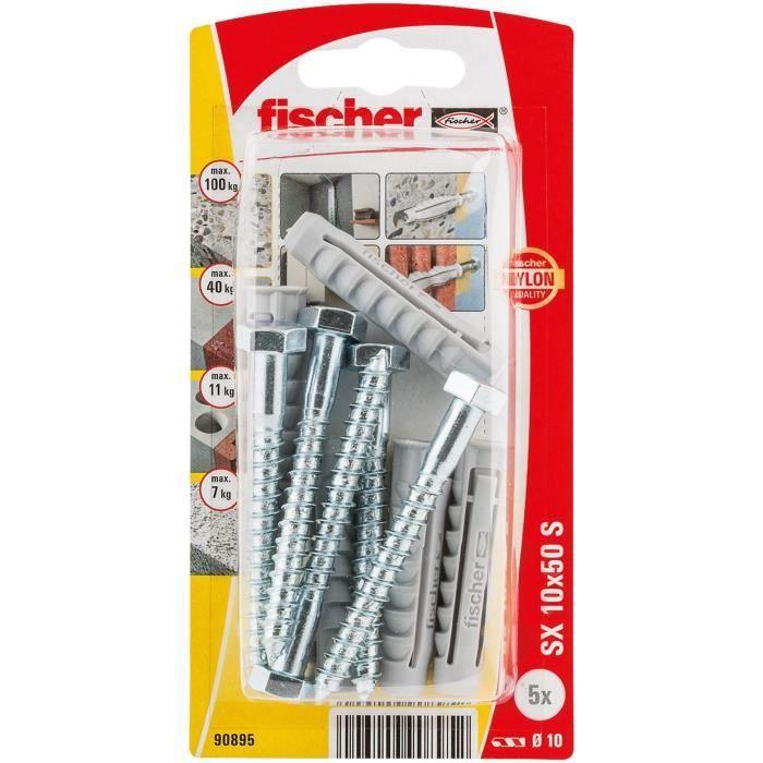 FISCHER - Cheville nylon collerette sx 10x50 s blister x5