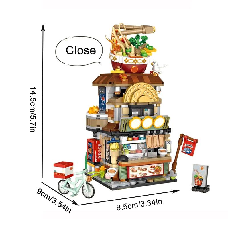 

City Street Scene Store Model Building Block Set DIY Children s Educational Assembly Toys Home Decoration Gift Small Particles