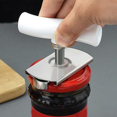 Can Opener with Adjustable Handle Easy Grip Stainless Steel Lid Remover Bottle Opener Smooth Rotation Jar Opener for Arthritis Seniors