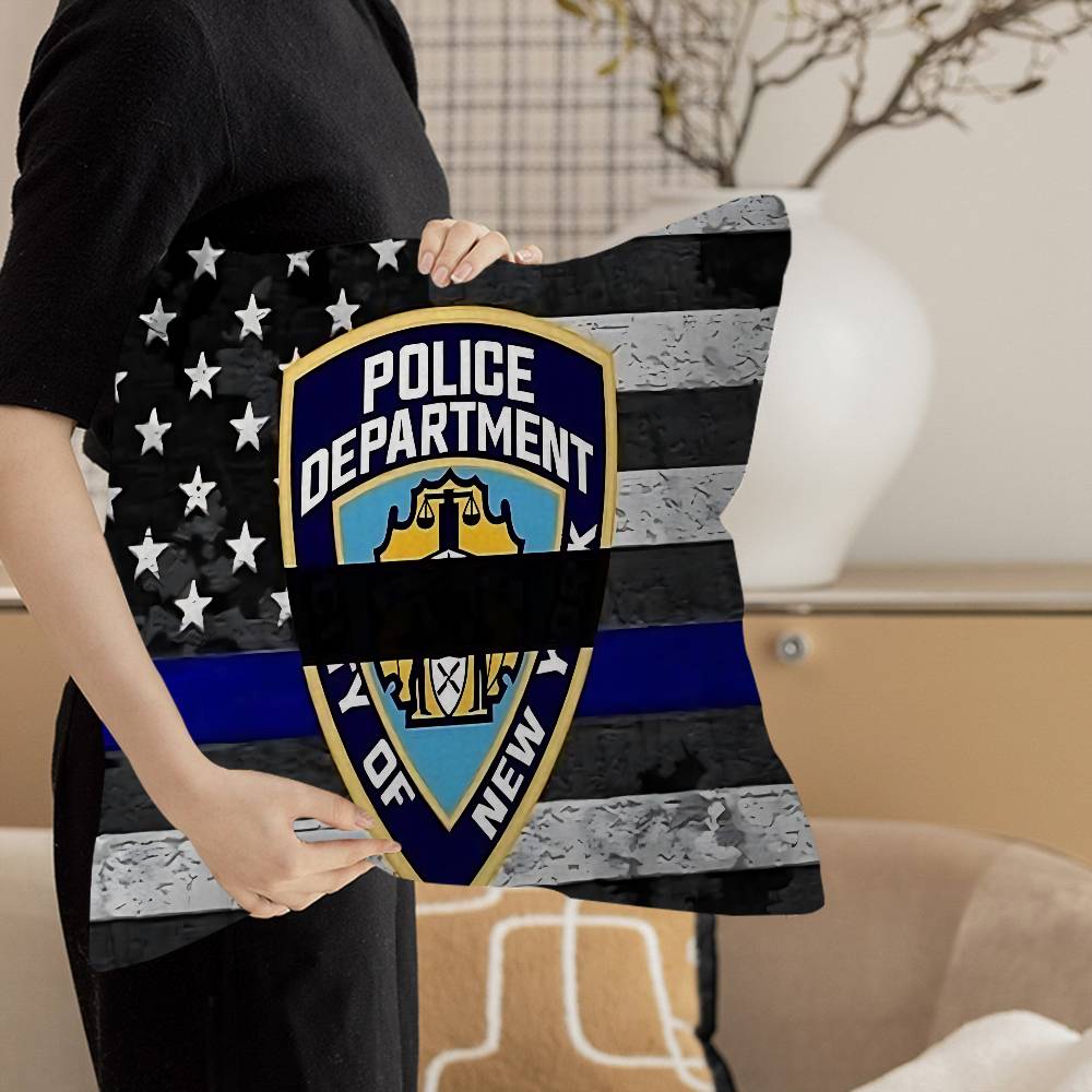 N-New York City Police Department NYPD Pillow Covers Cartoon Sofa Decorative Home Double-sided Printing Short Plush Cute Cushion