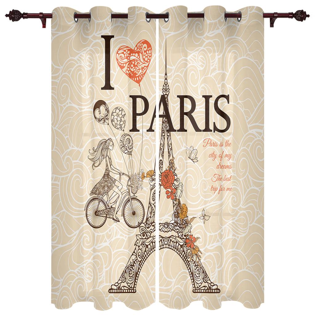 Paris Architecture Pink Window Curtains Bedroom Kitchen Curtain Panel Christmas Home Decor Curtains for Living Room