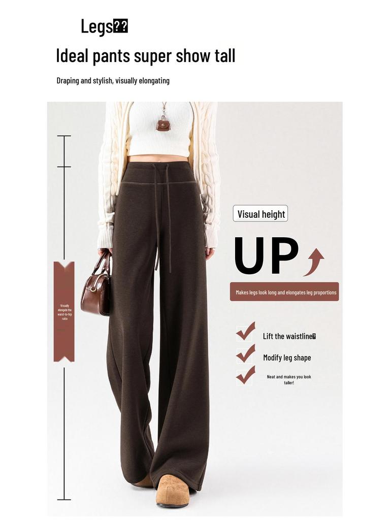Winter 2026 Damen High-Waist Woll-Schlaghosen mit Plus Samt und Eleganter Drapierung
