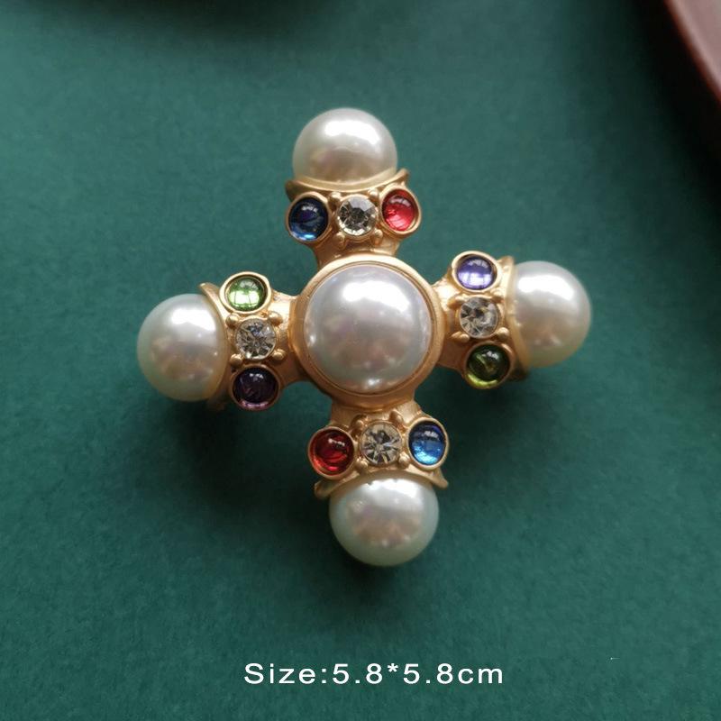 Colorful Baroque Pearl Gem Enamel Brooch Pin