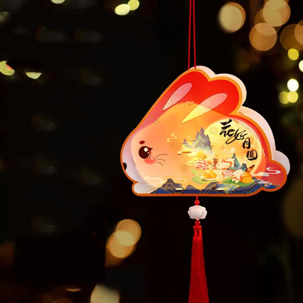 Luminous Mid-Autumn Festival Lantern Cartoon Lantern DIY Material Package Rabbit Lanterns  Gifts