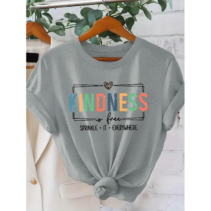„FREUNDLICHKEIT ist kostenlos“ Bunte und süße Charity-Drucke T-Shirt Elegante Vintage-Damenkleidung, ein Geschenk für die Schulanfangszeit Schön