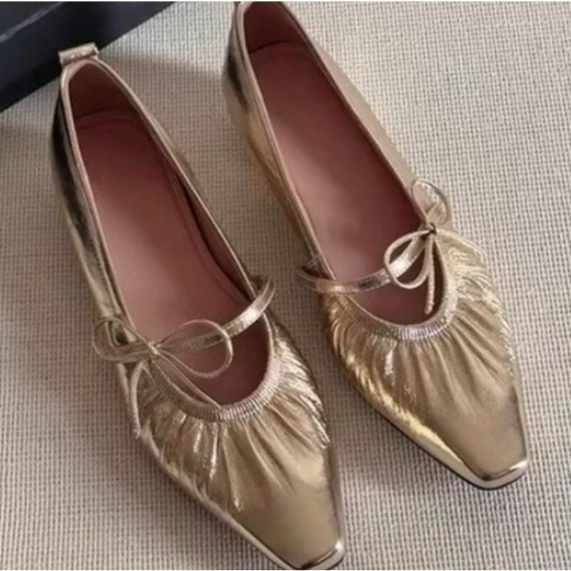 New Style Popular Silvery Women Luxury Mary Janes Shoes Comfort Street Style Soft Sole Female Dress Flats Shoes Zapatos Mujer