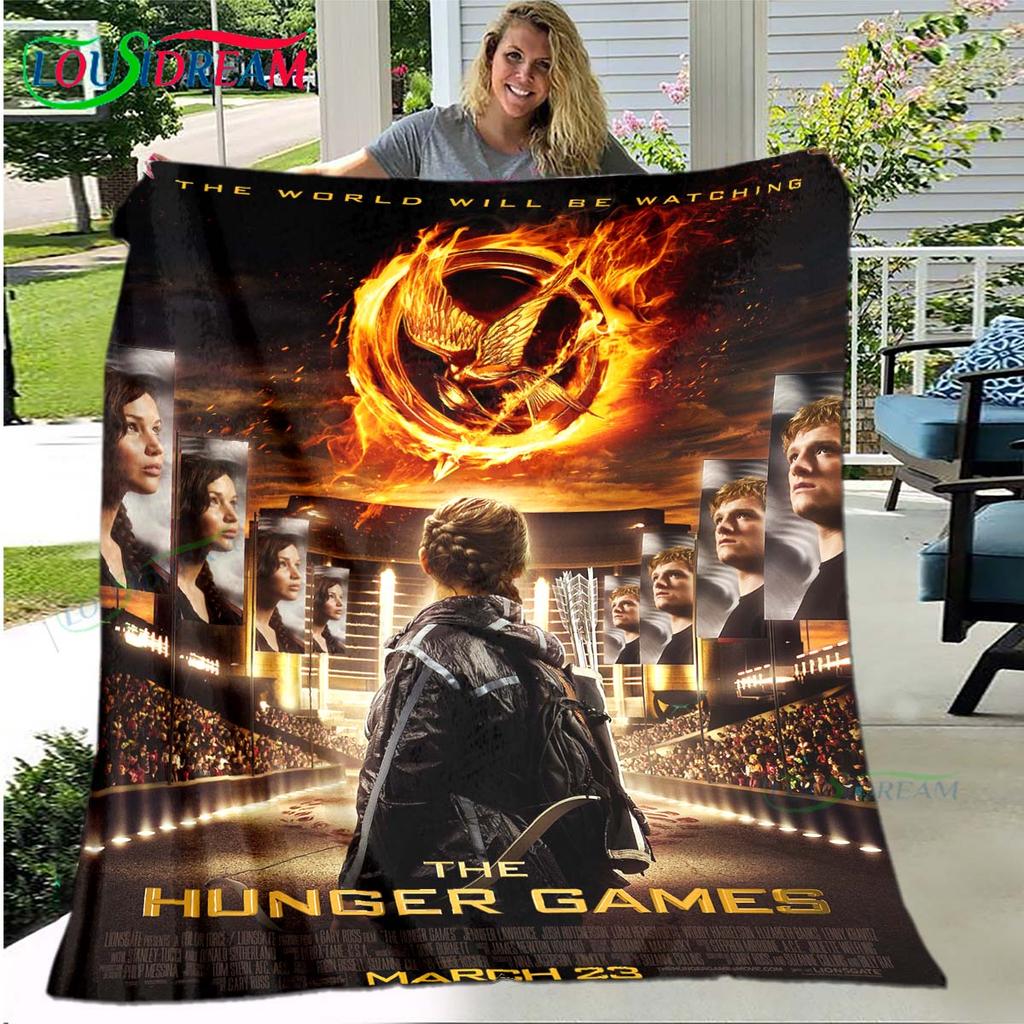 Hot Fashion The Hunger Games Pattern Blanket Flannel Thin Blanket Portable Home Travel Office Lunch Break Blanket Birthday Gift