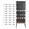 SucceBuy Standing Pegboard Display 23.6 X 63 In W/ Swivel Casters and 30 Hooks Thickened Cold-Rolled Steel Peg Board Panel Black