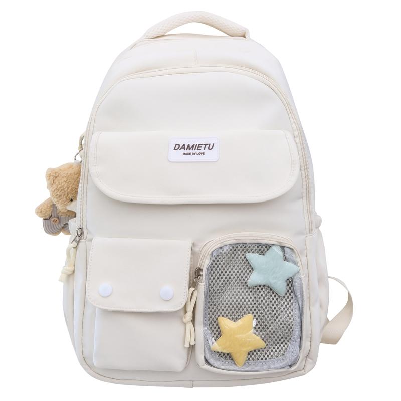 Campus Schoolbag Women's Large Capacity Backpack Student Solid Color Backpack