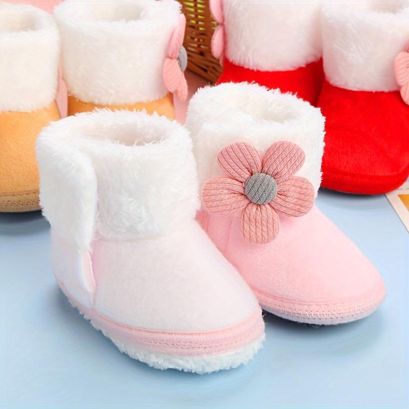 Entzückende Prinzessin Baby Weiche Sohle Lauflernschuhe Neugeborenes Kleinkind Fleecegefüttert Warme Babyschuhe
