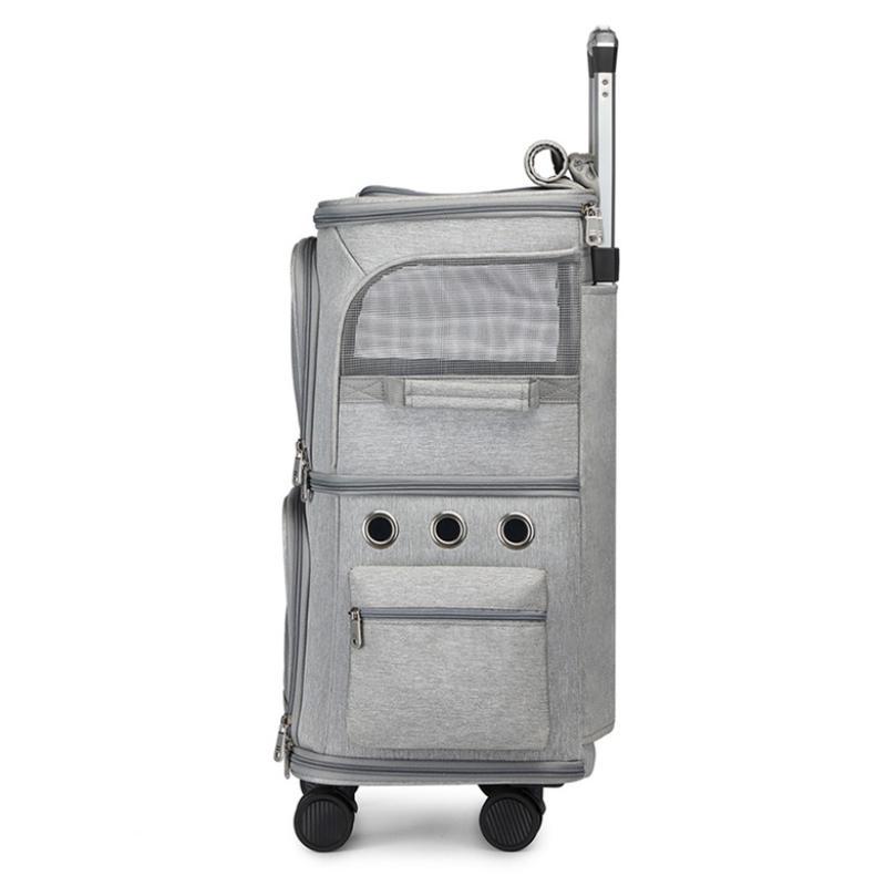 Large Cats Suitcase Double-layer Transparent Backpack Portable Outdoor Travel Silent Breathable Cat Bag Puppy Stroller for Pets