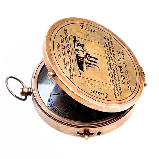 Lid Titanic Compass Brass Finish Directional Magnetic Compass Nautical Sailor Article Maritime Magnetic Gift