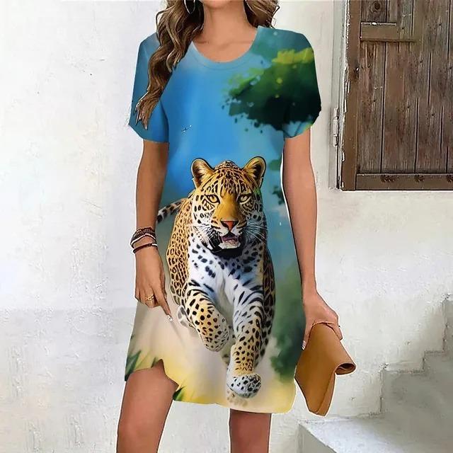 Summer New Casual Versatile Women's Dress Animal Print Fashion High-quality Comfortable Dress Soft Loose Oversized Dress
