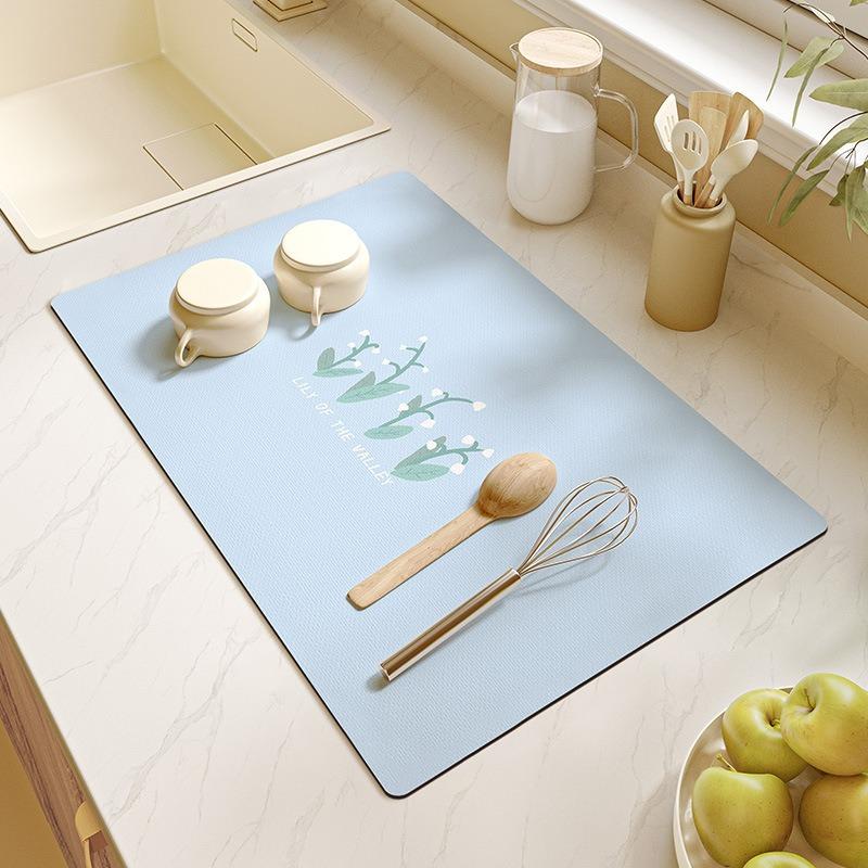 Orange Pattern Drying Countertop Drain Pad Placemats for Table Coffee Table Decor Coasters Table Mats Kitchen Accessories