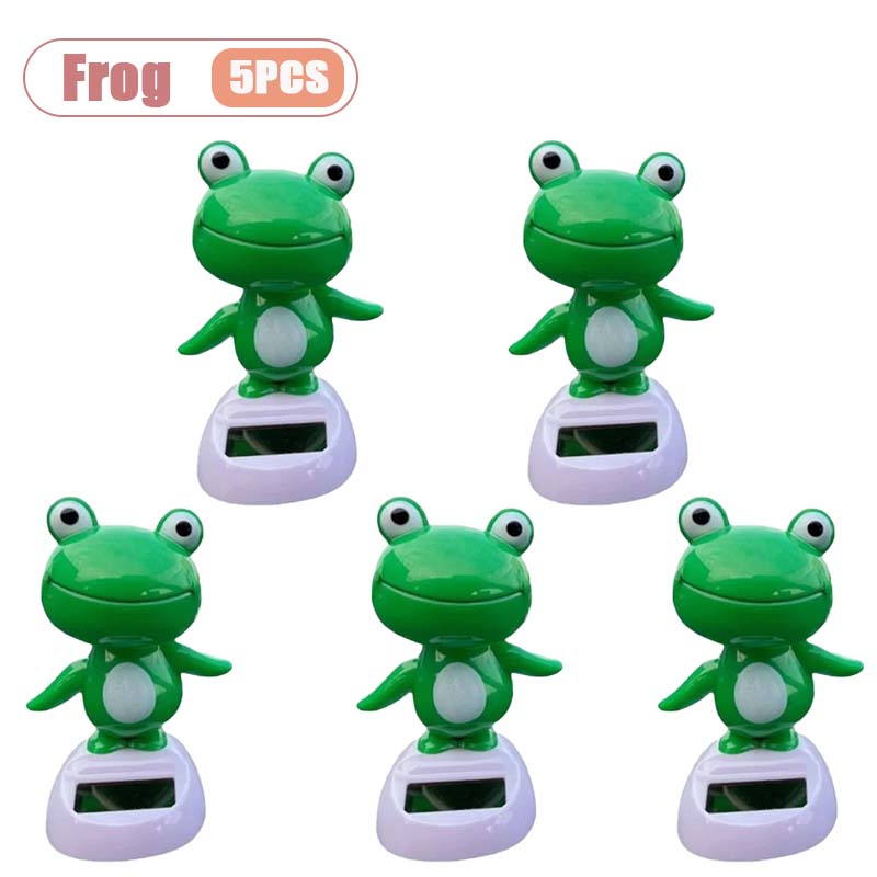 1-10PCS Cute Solar Powered Frog Car Dashboard Decor Animal Figurine Gift for Women Men Auto Interior Ornament Fun Desk Toy