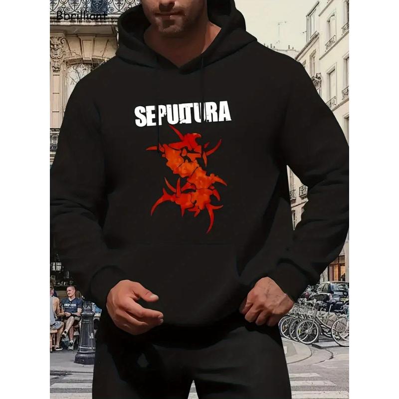 Casual Hoodie Sweatshirt, Loose Fit, Polyester Warm Pullover Hooded Sweatshirt XXL чёрный