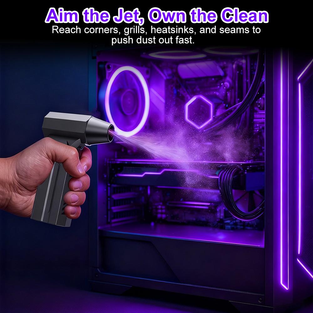 Wireless 140000RPM LED Light with Multiple Outlet Nozzles 4-speed Adjustable Car Snow Removal, Portable Strong Blowing Electric Turbojet Fan