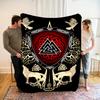 Viking Valhalla Flannel Blanket - Norse Myth with Celtic Knots & Tree of Life, Soft Cozy Throw for Camping/Decor/Gift"