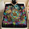 Graffiti Style Print Flannel Blanket, High Quality Comfortable for All Seasons, Home Decor, Warmth and Comfort