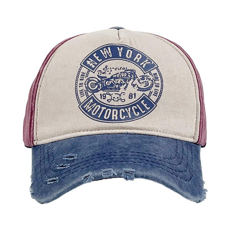 York Motorcycle New Printed Mens Baseball Hat Breathable Sun Korean Protect