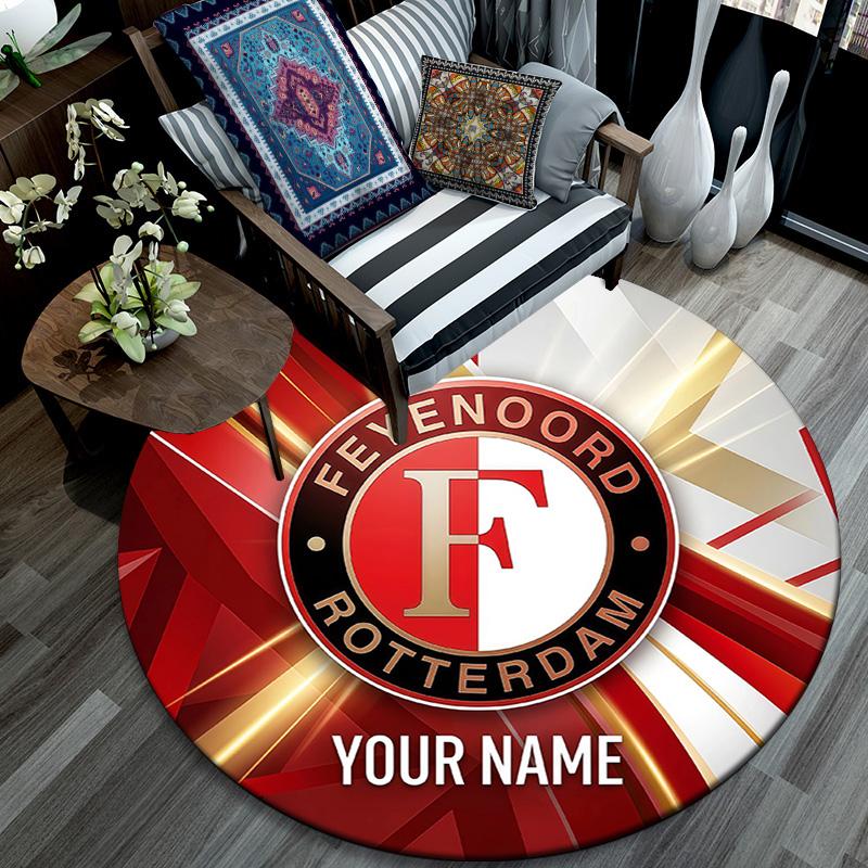Custom Name Feyenoord Rotterdam2 Round Area Rug,Carpet Rug for Living Room Bedroom Sofa Playroom Decor,Non-slip Floor Mat