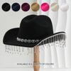Ladies Wedding Bridal Top Hat, Western Curled Cowboy Hat, Eye Jewel with Fringed Rhinestones, Holiday Travel
