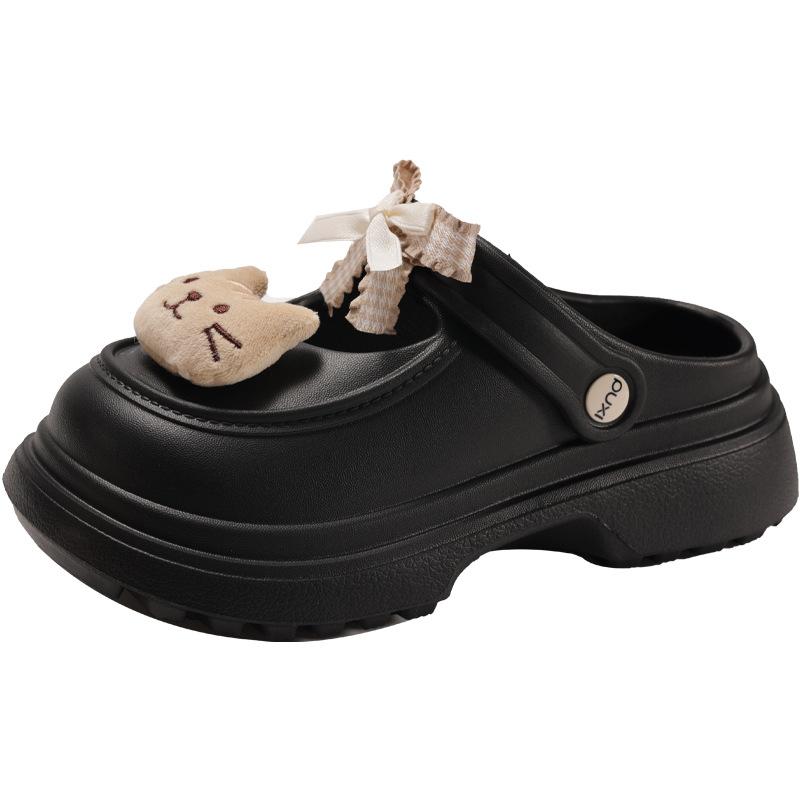 Internet celebrity explosion white heightened thick-soled hole shoes women's 2025 new summer wear anti-skid bag head drag