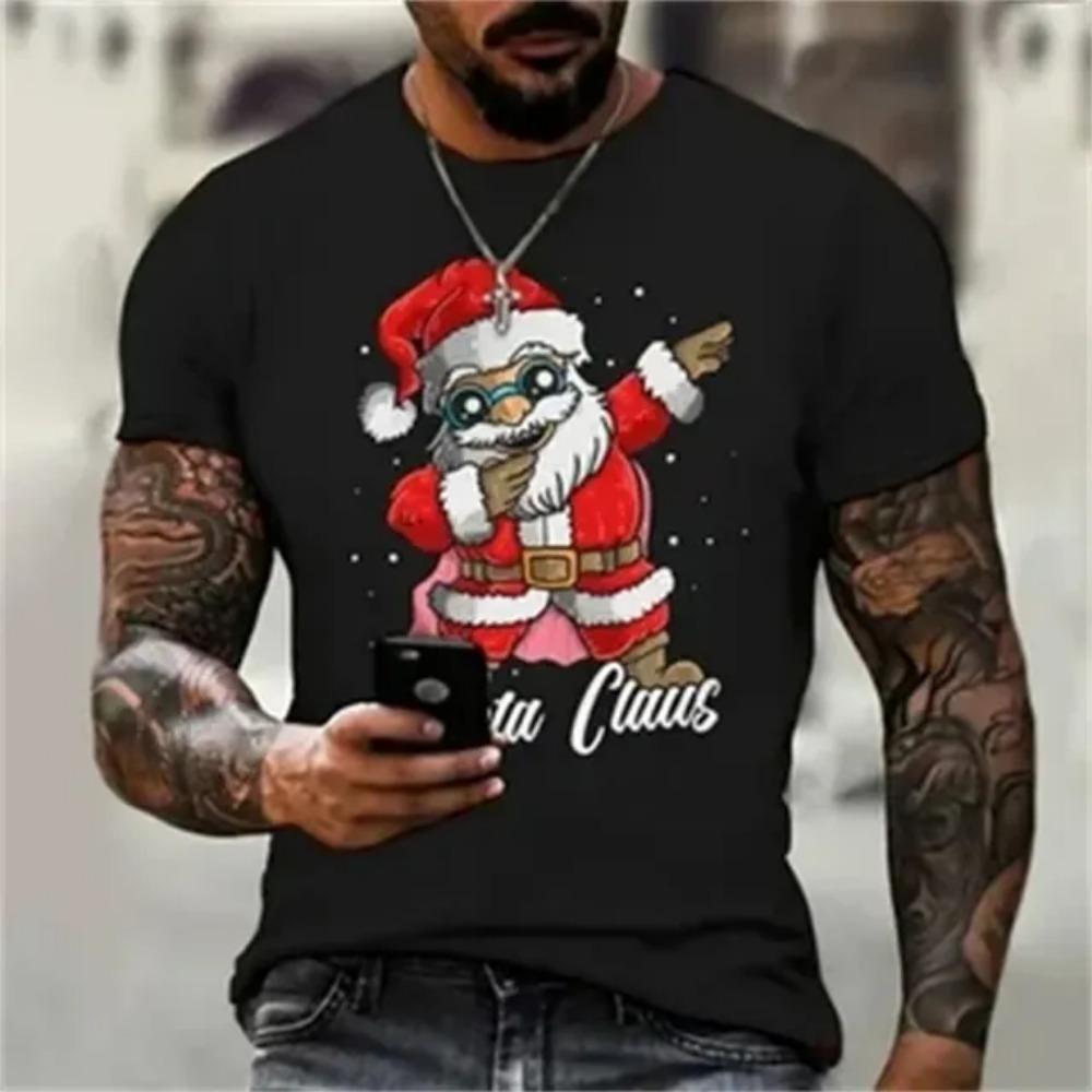 Funny Santa Claus Graphic T Shirts Fashion 3D Print Men's T-Shirts Hip Hop Trend X'mas Clothing Casual O-neck Short Sleeve Tops
