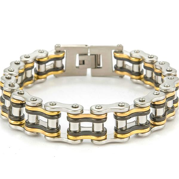 Rock and Roll 16MM Bicycle Chain Man Bracelet Wholesale Men's Bracelets Solid Stainless Steel Motorcycle Jewellery Accessories