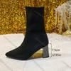 Comemore High-heeled Short Sock Boots 2025 Spring Autumn Casual Pointed Toe Black Women's Boots Elastic Botines Large Size 35-42