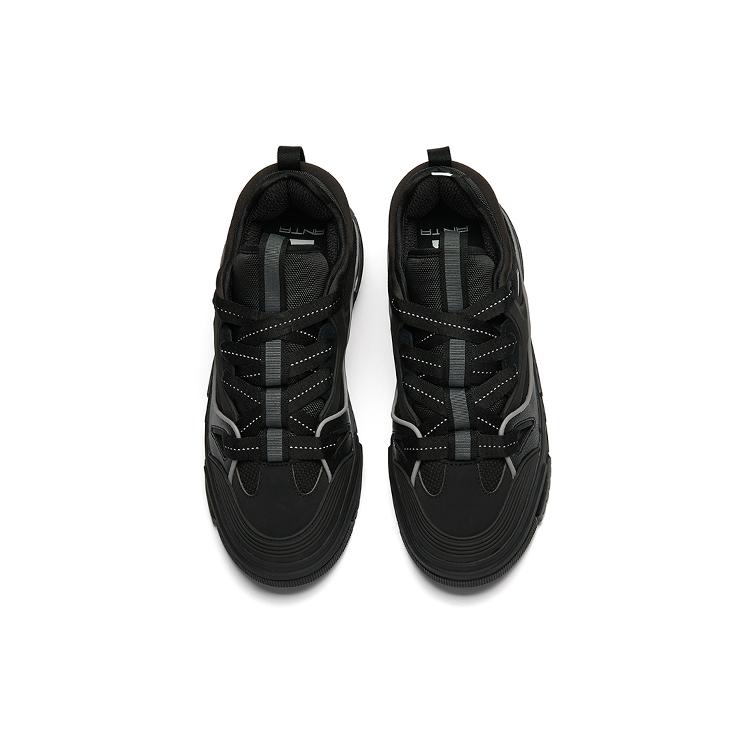 Anta Bump Puffy Shoes Abrasion Resistant Slip Resistant Low top Skateboard Shoes Men's Black 912238060-2