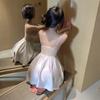 Sexy Underwear French Suspender Skirt Satin, Deep V Lace Bow Nightdress Pure Desire Backless Premium Pajamas