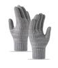 Winter Warm Knitted Gloves Fleece Lined Thick Touchscreen Cycling Flat Knit Gloves Solid Color Premium Black