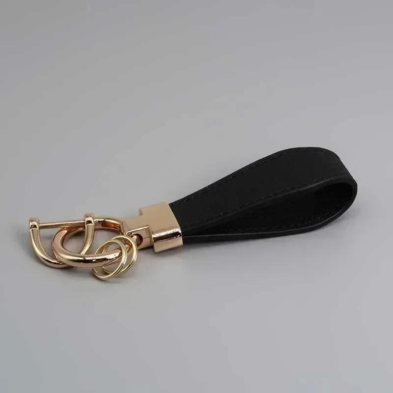 PU Leather Car Keychain Men's and Women's Bag Anti Lost Key Ring Waist Hanging Retro Laser Engraving Customized Keyring Gift